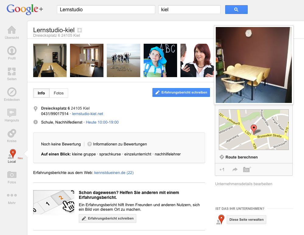 Google Plus Local Lernstudio Kiel