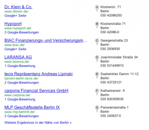 Lokale Google Suche Finanzberater Berlin