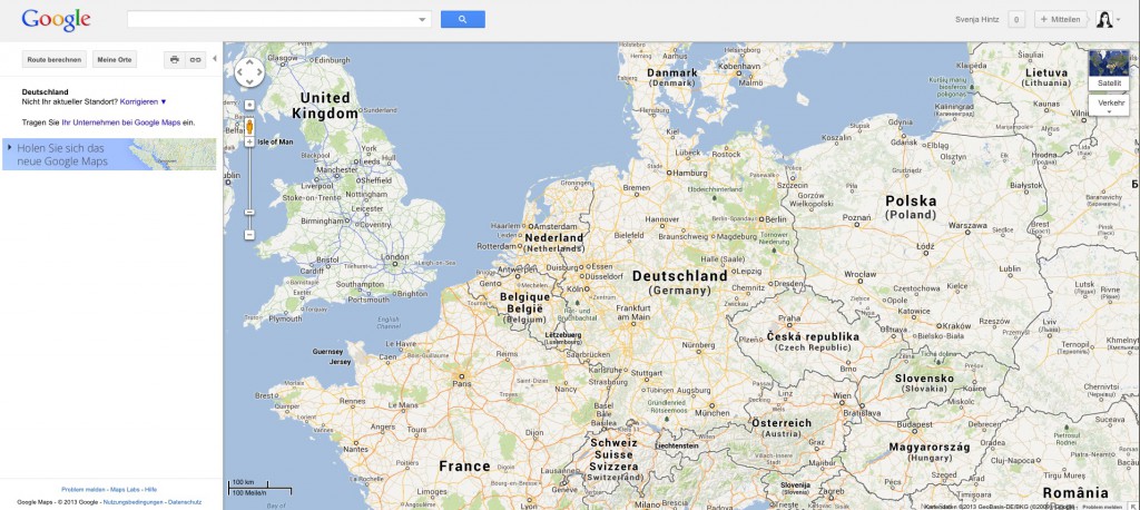 Das alte Google Maps Startseite