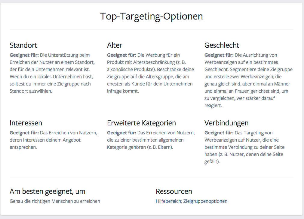 Facebook-Targeting-Optionen-Anzeigen