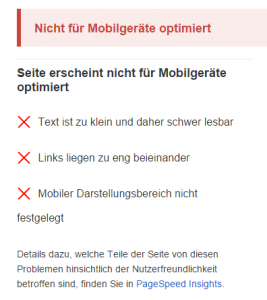 Test auf Optimierung für MobilgeräteDurchgefallen